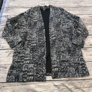 Clara Sun Woo Textured Black and White Open Cardigan Size Large
